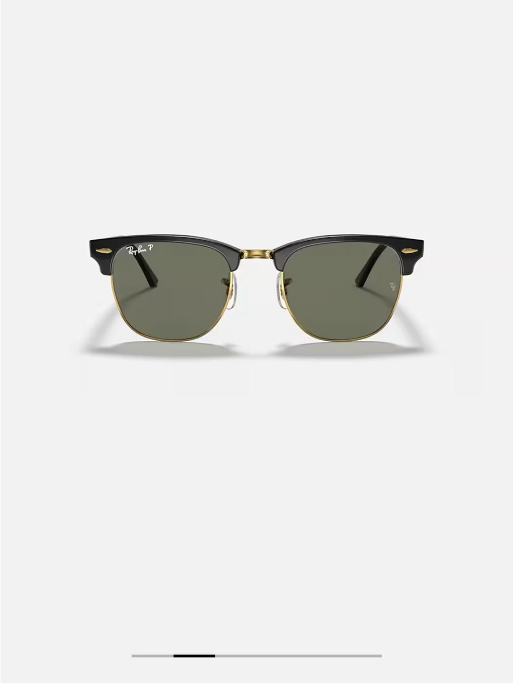 Ray-Ban Black and Gold Clubmaster polarized sunglasses with case